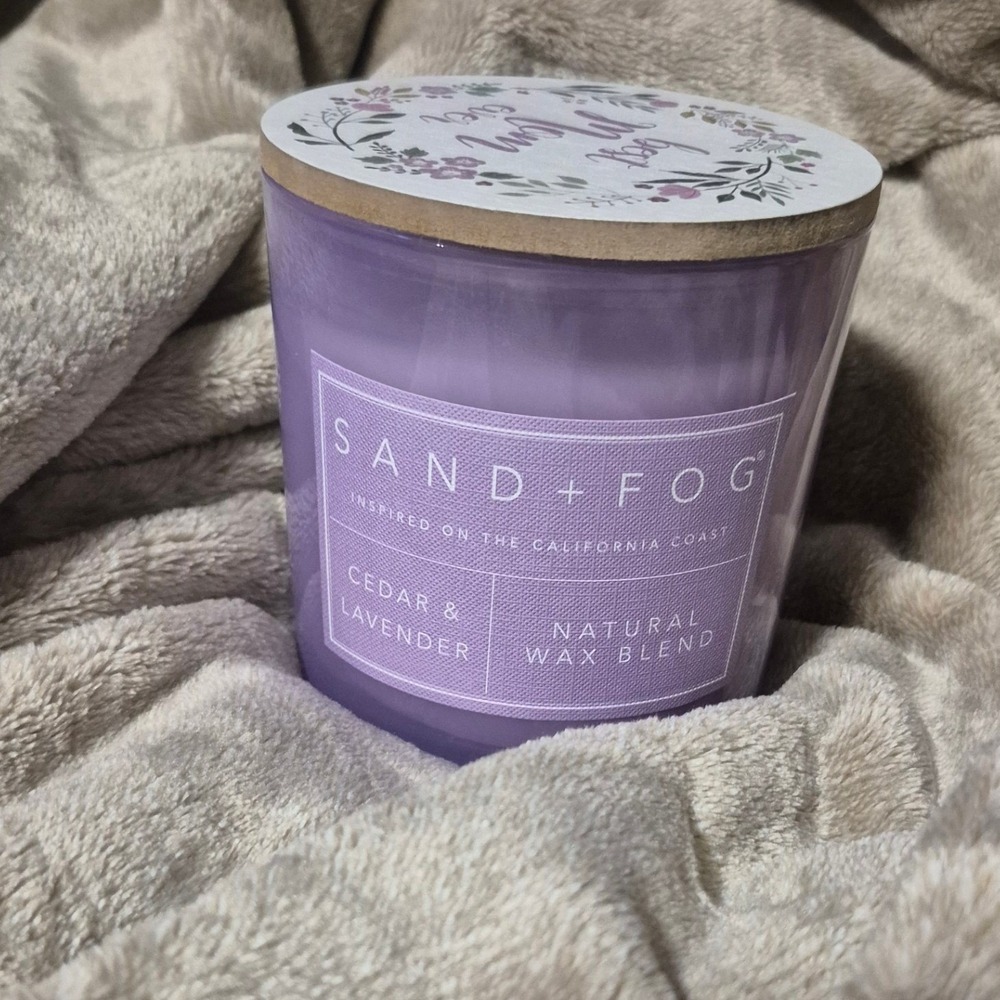 Sand + Fog Cedar & Lavender 3 Wick Scented Candle Natural Wax Blend  21ounce